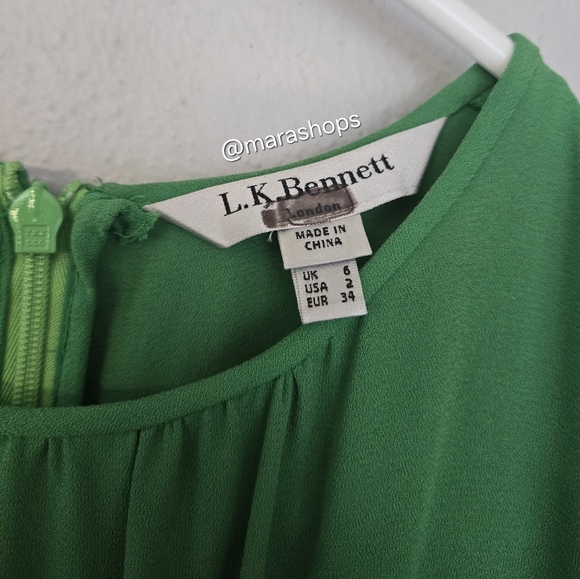 LK Bennett Avalon Pleated Green Dress - Picture 5 of 7